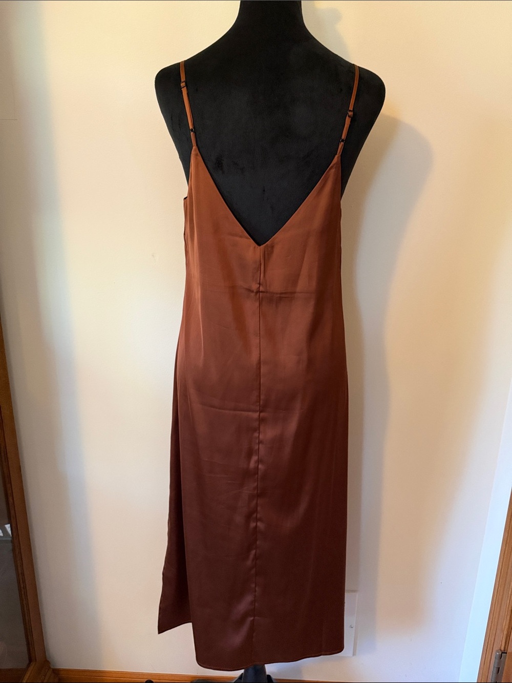 Satin Slip Chemise in Rust Brown - Picture 6 of 7